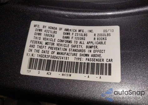 2013 Honda Accord Sport from USA, damaged, VIN 1HGCR2F56DA204191